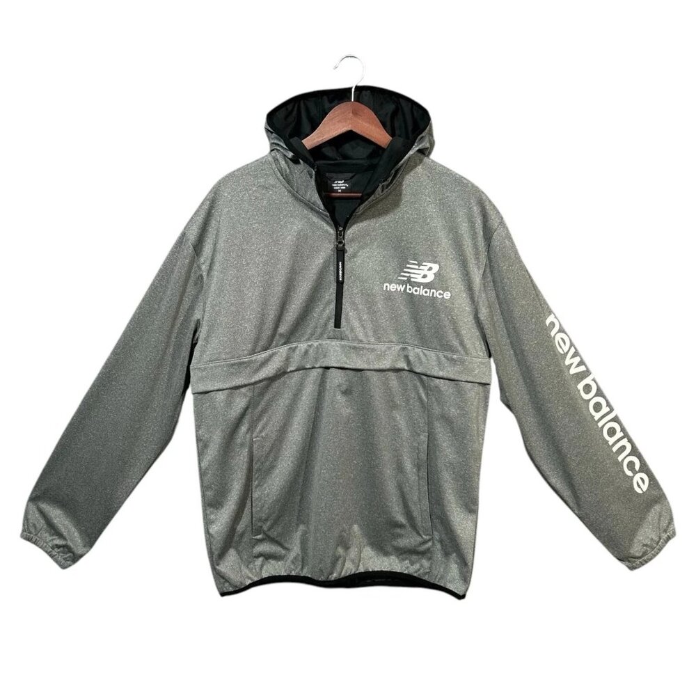 New Balance Mens Water Resistant Soft‎ Shell Jacket Sz M-XL Gray Hoodie 1/4 Zip